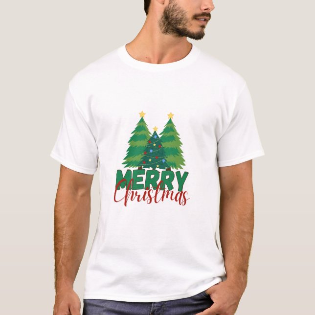 Camiseta Modern Minimalist Christmas Tree Pattern T-Shirt (Anverso)
