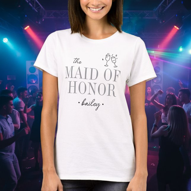 Camiseta Modern Minimalist Maid Honor Script Bachelorette (Subido por el creador)
