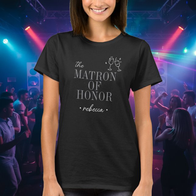 Camiseta Modern Minimalist Matron Honor Script Bachelorette (Subido por el creador)