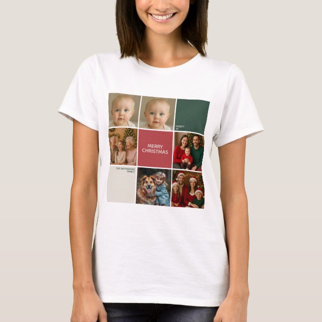 Camiseta Modern mother collage Christmas family (Anverso)