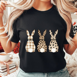 Camiseta Modern Neutral Easter Bunny Leopard Print Gingham