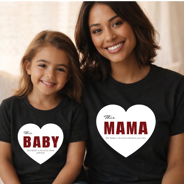 Camiseta Modern Personalized Mama Heart T-Shirt (Subido por el creador)