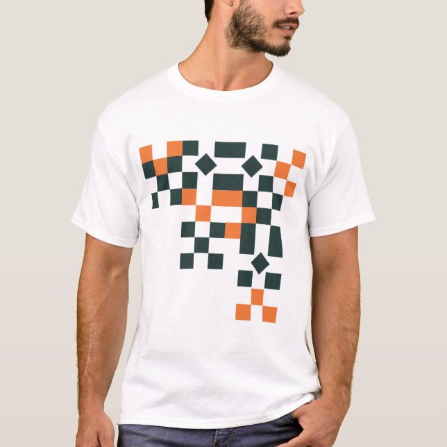Camiseta Modern Pixel Art Abstract Geometric Corner Design (Anverso)