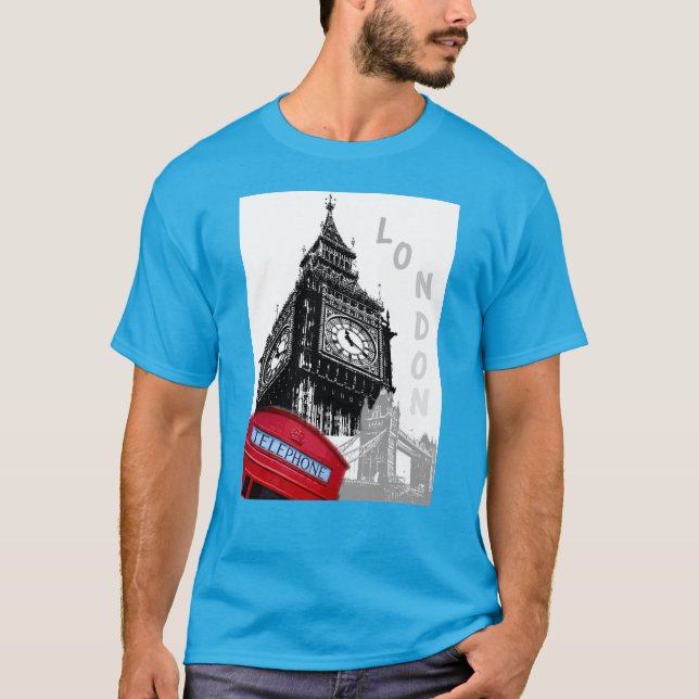 Camiseta Modern Pop Art Red Teléfono Caja Londres Big Ben (Anverso)