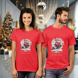 Camiseta Modern Red Curved Graffiti Merry Christmas Photos
