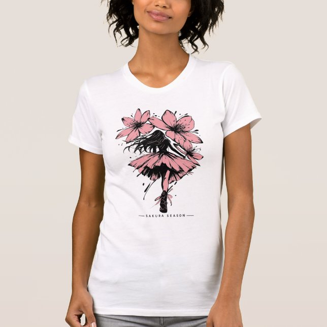 Camiseta Modern Sakura Streetwear Cherry Blossom Graphic (Anverso)