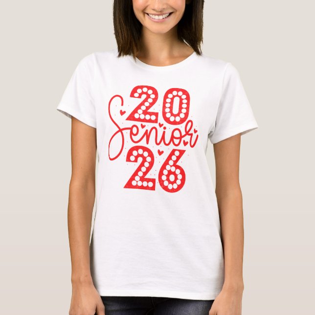Camiseta Modern Senior 2026 Script con puntos Graduación (Anverso)