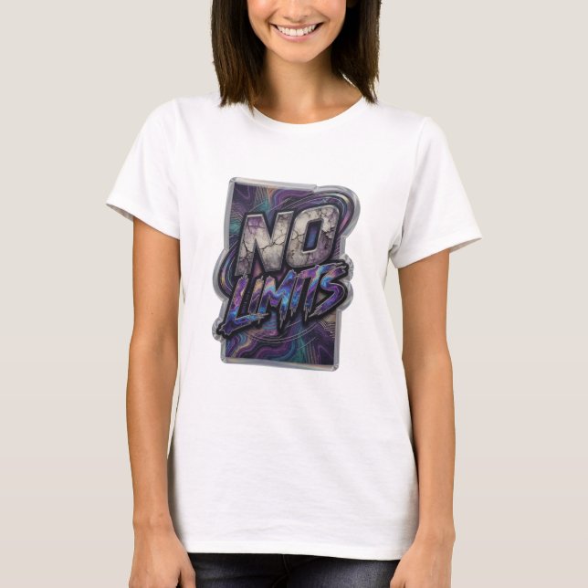 Camiseta Modern Silver NO LIMITS Slogan (Anverso)