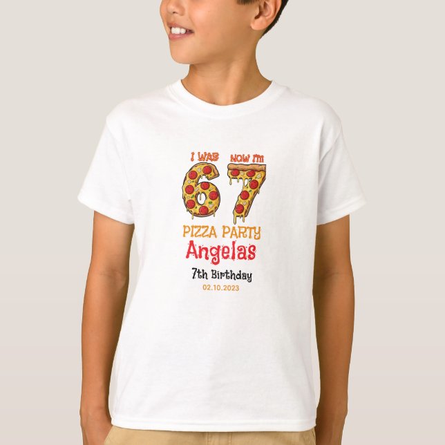 Camiseta Modern Slice Slice Boy Six Seven Birthday Party (Anverso)