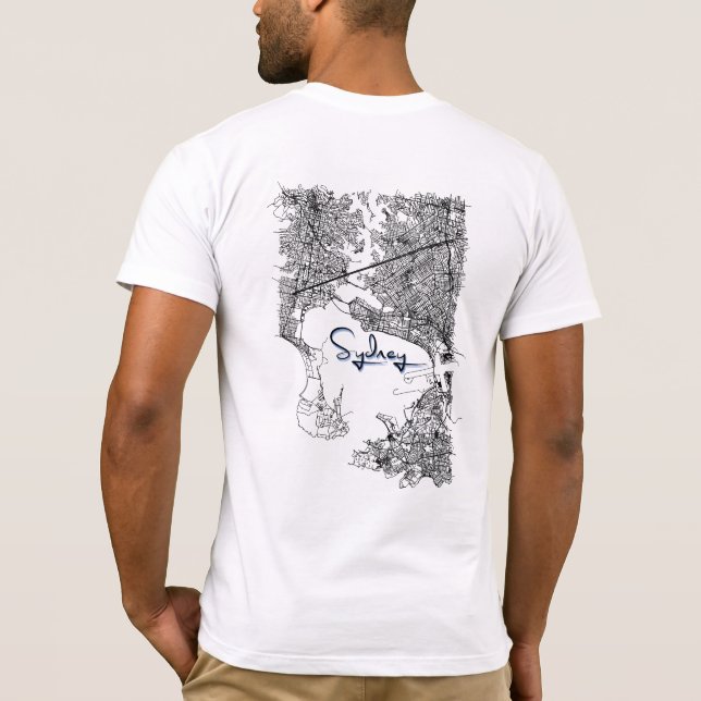 Camiseta Modern Sydney Map T-Shirt - Urban Travel Souvenir (Reverso)