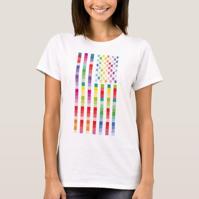 CAMISETA MODERN VERSION MULTICOLOR USA/EEUU FLAG BY MASANSE (Anverso)