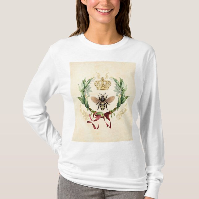 Camiseta Moderna Abeja Botánica Vintage (Anverso)
