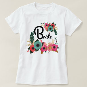 Camiseta Moderna acuarela Floral Bachelorette Party Bride