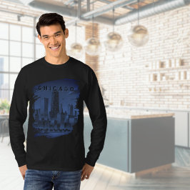 Camiseta moderna azul y negra con la silueta de Ch