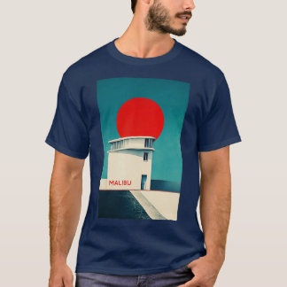 Camiseta Moderna casa de playa de Malibu con audaz arte roj
