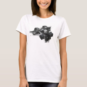 Camiseta moderna con cubos abstractos de oro