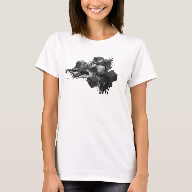Camiseta moderna con cubos abstractos de oro (Anverso)