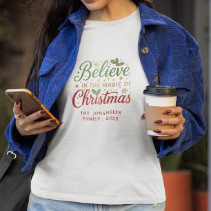 Camiseta Moderna creencia en la pareja de Navidades