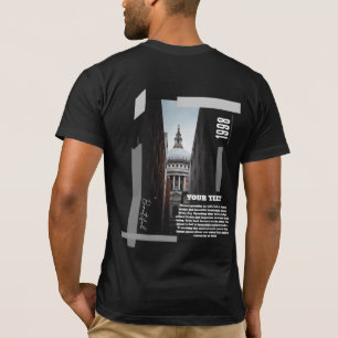 Camiseta moderna de edificio urbano con impresión