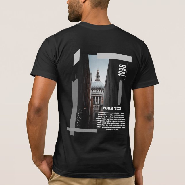Camiseta moderna de edificio urbano con impresión  (Reverso)