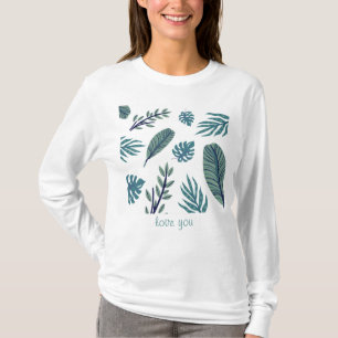 Camiseta moderna de hojas verdes