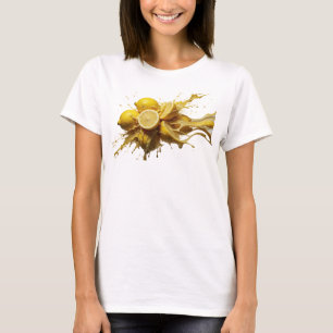Camiseta moderna de limones abstractos dorados lla