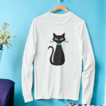 Camiseta moderna de manga larga de gato negro de m