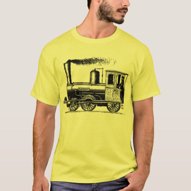 camiseta moderna del vintage del tren (Anverso)