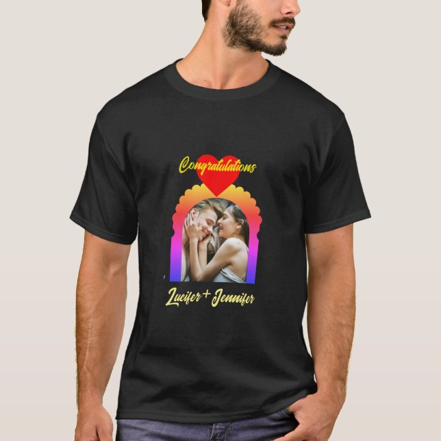 Camiseta Moderna elegante Boda Personalizada Foto Unisex Ca (Anverso)