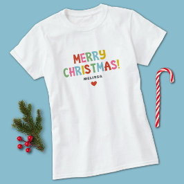 Camiseta Moderna familia colorida Feliz Navidad