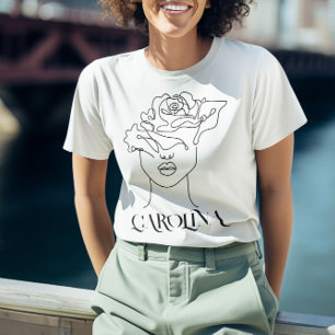 Camiseta Moderna línea de arte simple, Moda Boho