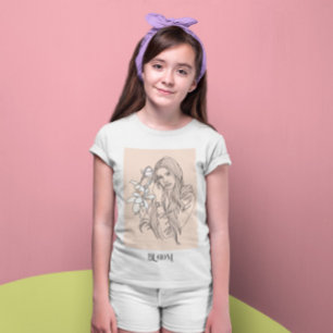 Camiseta Moderna línea simple arte negro, bohemio bohemio