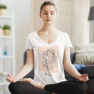 Camiseta Moderna línea simple arte negro, bohemio bohemio