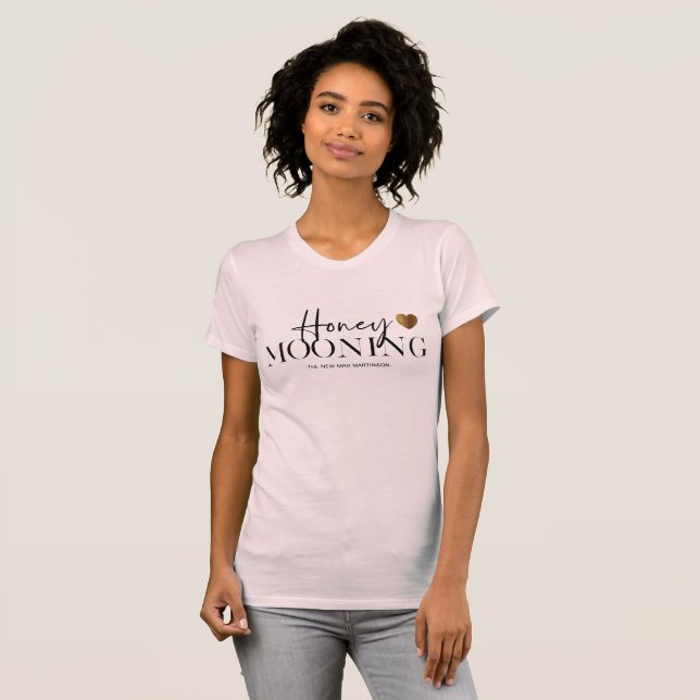 Camiseta Moderna luna de miel en blanco y negro personaliza (Anverso completo)