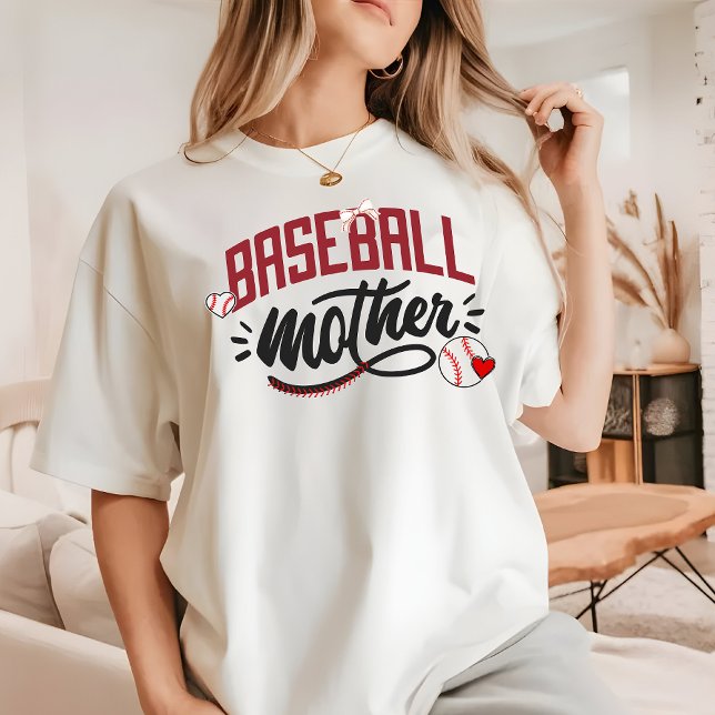 Camiseta Moderna Madre De Béisbol Coquette Sencilla (Baseball Mother T-Shirt)