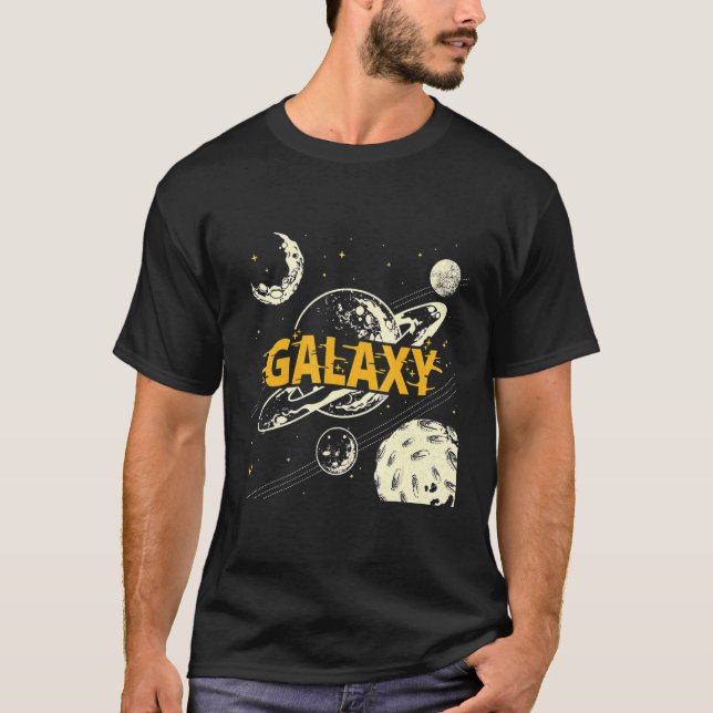 Camiseta Moderna Mano Dibujada Universo Galaxia Planeta Lun (Anverso)