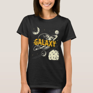 Camiseta Moderna Mano Dibujada Universo Galaxia Planeta Lun