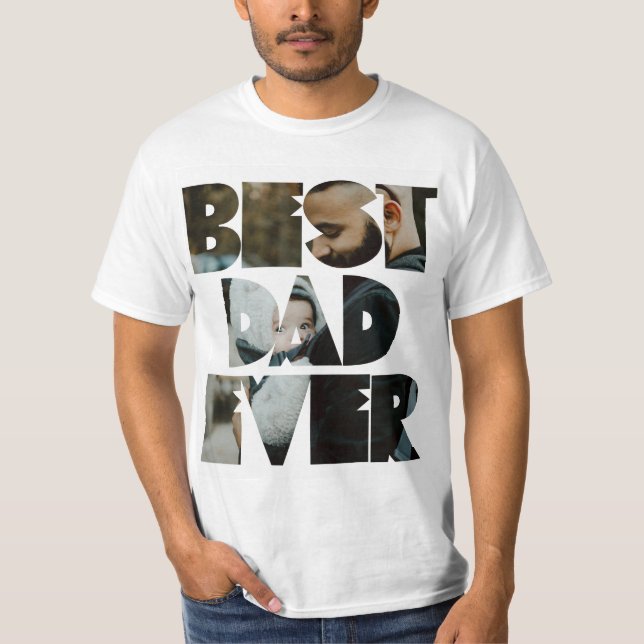 Camiseta Moderna mejor caligrafía fotográfica de papá (Anverso)