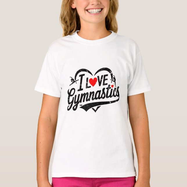 Camiseta Moderna moda Me encanta la gimnasia (Anverso)