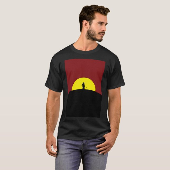 Camiseta moderna negra amarilla roja de Jack Sun (Anverso completo)