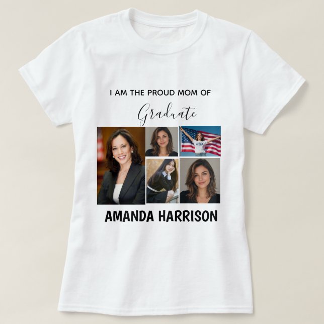 Camiseta moderna personalizada de graduación con 5 (Diseño del anverso)
