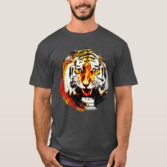 Camiseta Moderna plantilla elegante de cabeza de tigre de m (Anverso)
