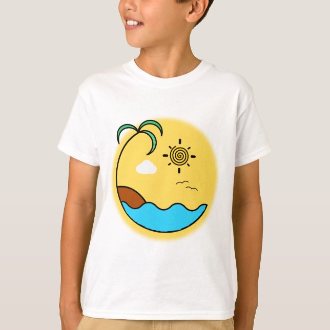 Camiseta Moderna playa de verano Emblem Art (Anverso)