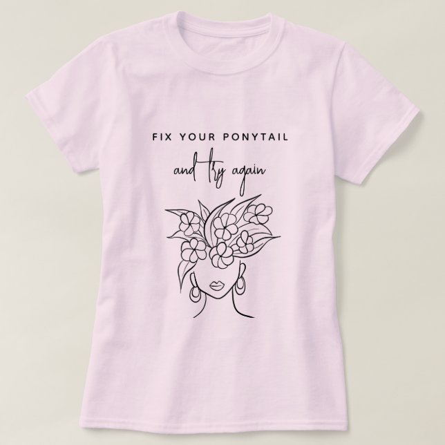 Camiseta Moderna prueba de nuevo mujer con esbozo de planta (Diseño del anverso)