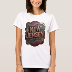 Camiseta moderna rosa con el eslogan NEW JERSEY GA
