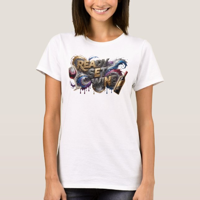 Camiseta Moderna Rosa READY SET WINE Statement (Anverso)
