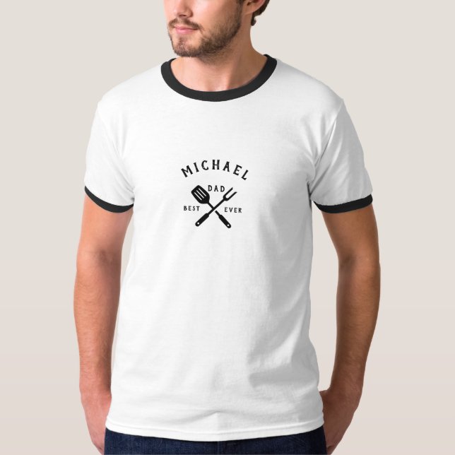Camiseta Moderna RÚSTICA MEJOR PADRE QUE NUNCA BBQ Día del  (Anverso)