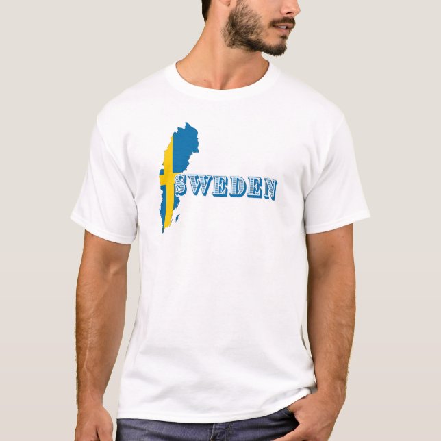 Camiseta Moderna suecia sudorosa Letra Art Mapa de la bande (Anverso)