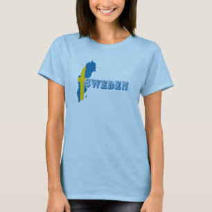 Camiseta Moderna suecia sudorosa Letra Art Mapa de la bande