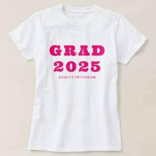 Camiseta Moderna tipografía retro negrita Graduación rosada